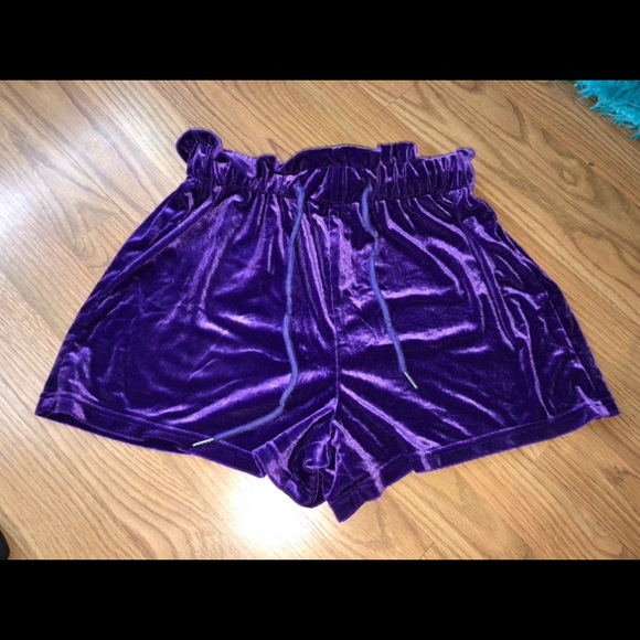 SHEIN Purple Velvet Shorts - Picture 1 of 7